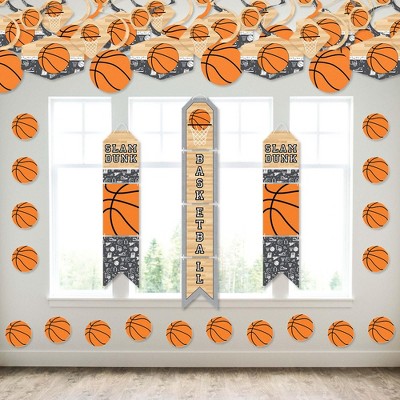 Big Dot of Happiness Nothin' But Net - Basketball - Wall and Door Hanging Decor - Baby Shower or Birthday Party Room Decoration Kit