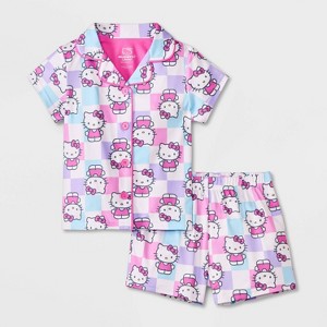 Toddler Girls' 2pc Hello Kitty Coat Pajama Set - Pink - 1 of 3
