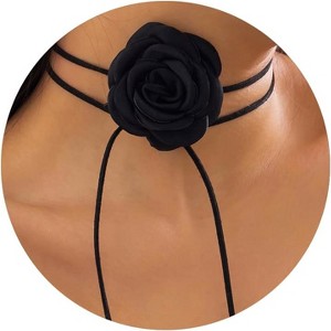 Flower Choker Necklace for Women-Adjustable Lace-up Handmade Velvet Floral Choker Necklace,Elegant Summer Necklace for Weddings,Parties,and Holiday - 1 of 4