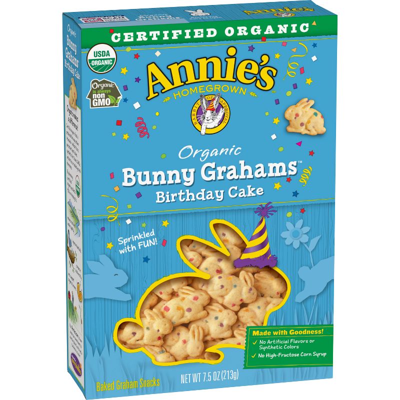 Annie&#39;s Organic Birthday Cake Bunny Grahams Baked Snacks - 7.5oz, 1 of 16