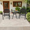 3-Piece Cast Aluminum Outdoor Dining Set: Round Table, Stackable Chairs & Red Cushions - All-Weather Patio Furniture for Your Backyard - 2 of 4