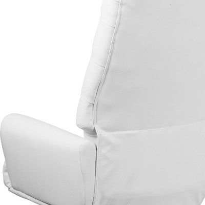 Ergonomic High Back White LeatherSoft Executive Swivel Chair with Metal Accents