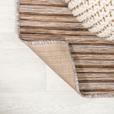 Heathered Stripes Brown/Natural 8' x 10' Synthetic Easy-Care Area Rug