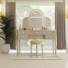 Okak Vanity Table with Drawers and Lights, Mirrored Vanities Desk with Drawers, Bedroom Makeup Vanity Table Set with Mirror and Stool - 2 of 4