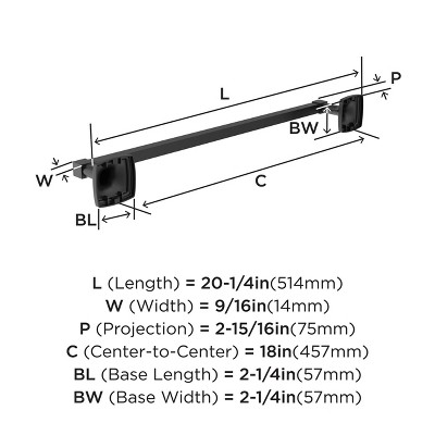 Matte Black 18-Inch Wall Mounted Towel Bar
