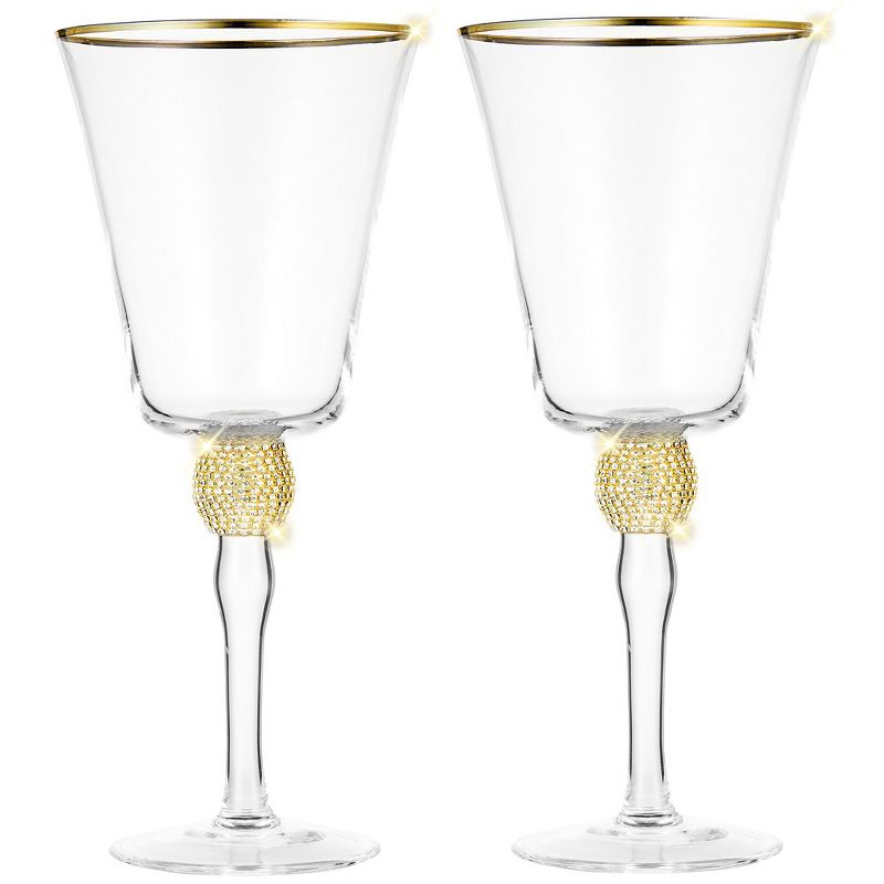 Berkware Luxurious Sparkling Studded Wine Goblet with Elegant Rim Design - 14.7oz, 5 of 12