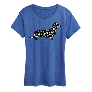 Women's - Instant Message - Daisy Fill Dachshund Short Sleeve Graphic T-Shirt - 1 of 4