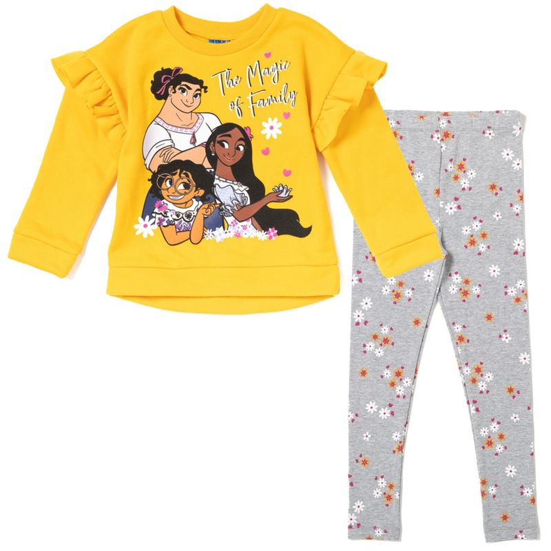 Disney Encanto Mirabel Luisa Isabela Girls Pullover Fleece Sweatshirt and Leggings Outfit Set Toddler, 1 of 7