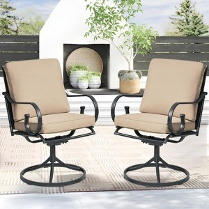 EROMMY Patio Swivel Chair Set Of 2, Outdoor Dining Chairs With Cushions, 360° Swivel Rocker Patio Chairs For Porch, Deck, And Garden - 1 of 4
