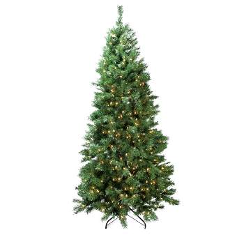 Northlight 7' Prelit Artificial Christmas Tree Slim LED Glacier Pine - Multicolor Lights
