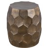 ET101 Modern Contemporary Aluminum material 21in Height End Table, Side Table with Glossy Diamond-Patterned Base Gold - 4 of 4