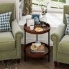 Costway 2-tier Round Side End Table Storage Shelf Rubber Wood Accent Nightstand - 3 of 4