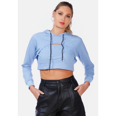 All Relaxed Front Slit Cropped Hoodie