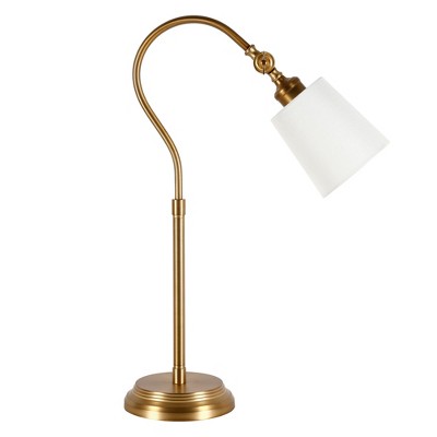 Hudson and Canal 25" Tall Arc Table Lamp with Fabric Shade