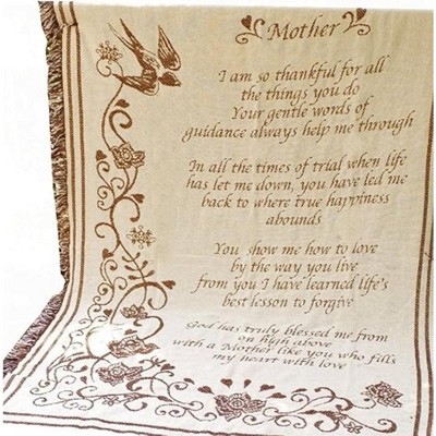 Manual Woodworkers and Weavers Mother So Thankful Throw – 46"W x 60"L, 2.5-Layer Cotton Blanket, Sentimental Woven Tribute