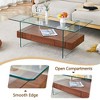Sapphtopaz 43.3" Coffee Table Double Layer Coffee Tables for Living Room Coffee Bar with Drawer and Tempered Glass Frame for Bedroom, Office - 4 of 4