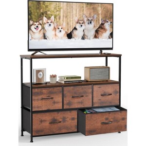 Bestier TV Stand Dresser with 5 Fabric Storage Drawers, Media Console with Open Shelf - 1 of 4