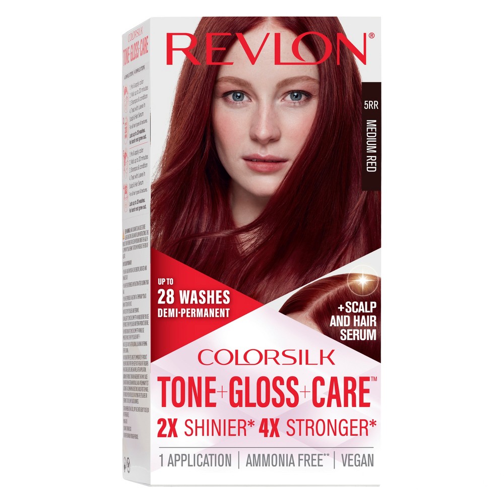 Photos - Hair Dye Revlon ColorSilk Tone + Gloss + Care Demi Permanent Hair Color - 5RR Medium Red - 4.5 fl oz 