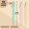 Glamlily 60-Pack Eyebrow Facial Razor, Multipurpose Dermaplane Hair Remover Trimmer Tool, Colorful Shaving Tool Bulk Set, Disposable Self-Care - 4 of 4