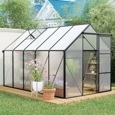 VYNXARIA 6*10 FT Polycarbonate Greenhouse Raised Base and Anchor Aluminum Heavy Duty Walk-in Greenhouses for Outdoor Backyard in All Season