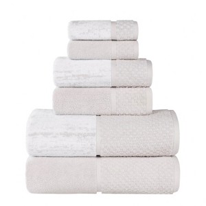 100% Cotton Medium Weight Two-Toned Jacquard and Solid Assorted Towel Set by Blue Nile Mills - 1 of 4