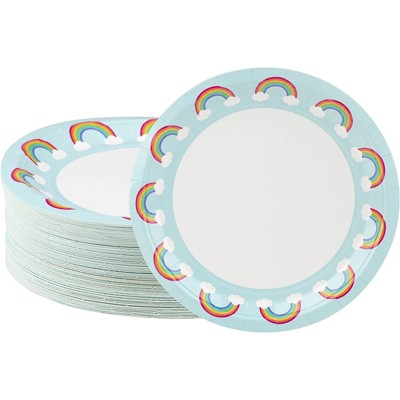 Blue Panda 80 Count Pride Rainbow Disposable Paper Plates, Birthday Party Supplies, 9x9