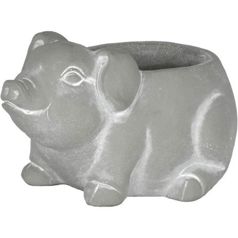 Classic Home and Garden Cement Buddies Indoor/Outdoor Planter with Drainage Hole, Piglet - image 1 of 3