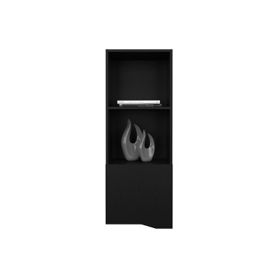 GlasFlength Decorative Storage Cabinets Accent Storage Cabinet Pima Wall Cabinet Wall Storage Shelf With 1 Door for Room, Black, 13.4"*16.1"*43.3"