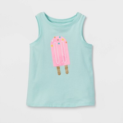 Toddler Girls' Sparkle Ice Cream Knit Graphic Tank Top - Cat & Jack™ Mint