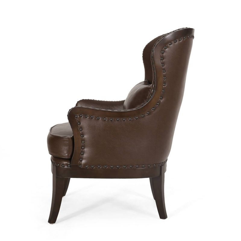 Mantua Contemporary Upholstered Accent Chair with Nailhead Trim Dark Brown - Christopher Knight Home, 5 of 11