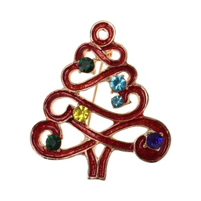 Unique Bargains Christmas Brooches YNCP3385 Christmas Tree Red Alloy Dripping Wax Multicolor 15.75"x1.77" 1 Pc