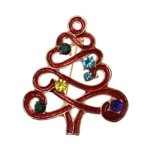 Unique Bargains Christmas Brooches YNCP3385 Christmas Tree Red Alloy Dripping Wax Multicolor 15.75"x1.77" 1 Pc - 1 of 4