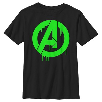 Boy's Marvel Avengers Logo Green Paint Drip T-shirt - Black - X Small ...