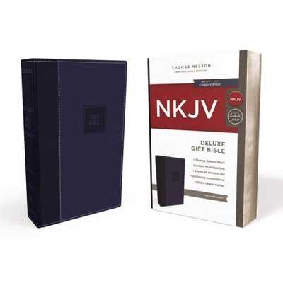 NKJV, Deluxe Gift Bible, Imitation Leather, Blue, Red Letter Edition - by  Thomas Nelson (Leather Bound)