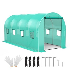 Walk-in Greenhouse, Galvanized Steel Frame with 6 Mesh Windows & Two Full Zipper Door - 1 of 4