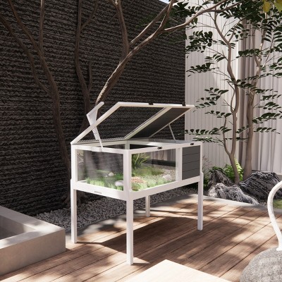 39'' Wooden Tortoise Habitat with Removable Legs,Indoor And Outdoor Reptile Enclosure with Waterproof Tray,Small Animal Cage-LAOTIES