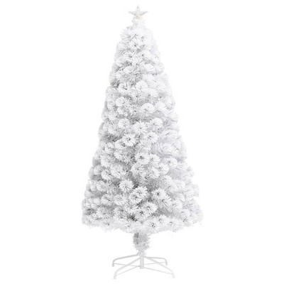 vidaXL Artificial Christmas Tree White Fiber optic, PVC, Steel 4 ft