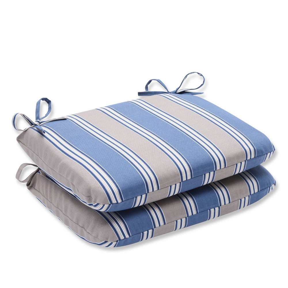 UPC 751379385358 product image for Outdoor 2-Piece Chair Cushion Set - Blue/Beige Stripe - Pillow Perfect | upcitemdb.com