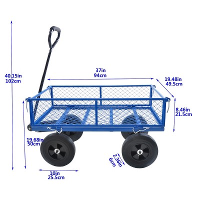 YONWAY Heavy Duty 660 Lbs Capacity Mesh Steel Garden Cart Folding Utility Wagon with Removable Sides10 inch Tire, 3 of 10
