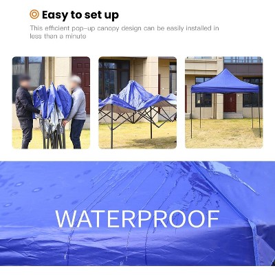 Blue 10x10 Waterproof Pop Up Canopy Tent with Sand Bags