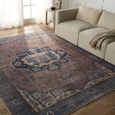 Barrymore 4' x 6' Blue Synthetic Medallion Area Rug