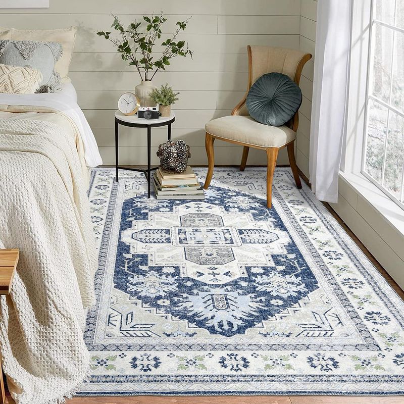 Washable Rug Boho Vintage Area Rug Soft Non-Slip Non-Shedding Carpet Stain Resistant Non-Skid Rugs for Living Room Bedroom, 2 of 9