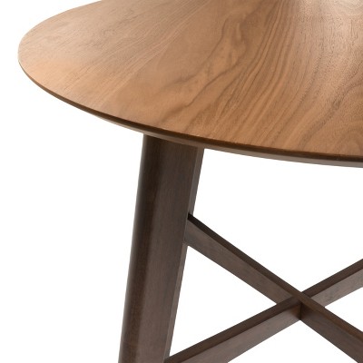 Round Natural Walnut Bar Height Dining Table