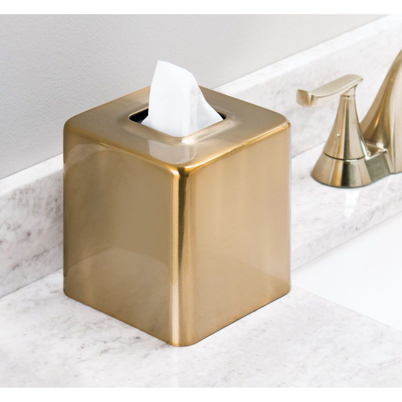 mDesign Metal Square Modern Tissue Box Cover Holder for Bathroom, 2 of 6