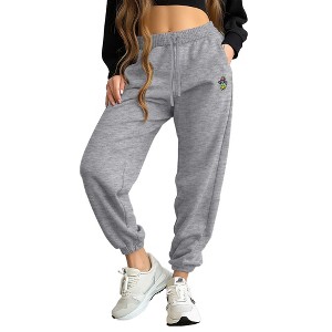 Dalix Sorcerer Frog Embroidered Jogger Pant Soft Fleece Relaxed Fit Lounge Womens - 1 of 4