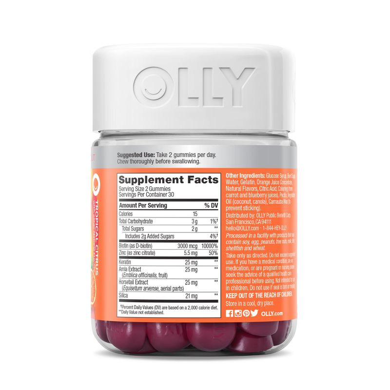 OLLY Heavenly Hair Supplement Gummies with Keratin, Amla, Biotin &#38; Minerals - 60ct, 3 of 8