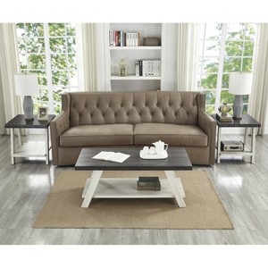 Roundhill Furniture Athens Contemporary 3-Piece Wood Shelf Coffee Table Set in Weathered Charcoal and Beige - 1 of 4