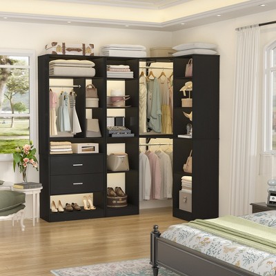 Aheaplus Corner Closet Organizer System with 2 Drawers