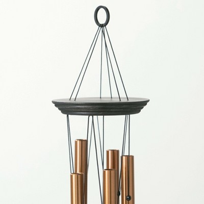 Bronze Butterfly Wind Chime with Black Accents, 21"
