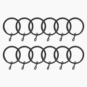TWOPAGES Curtain Rings with Eyelets, 1.5" Ring for Curtain Pin Hooks (Pack of 12) - 1 of 4